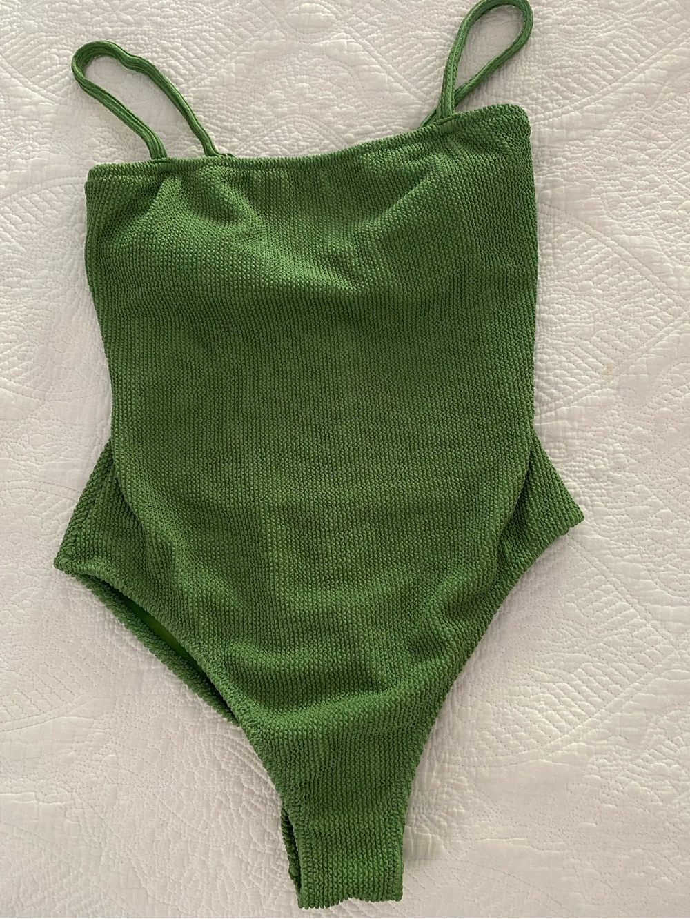 Shade & Shore Green Textured One Piece Swimsuit Medium